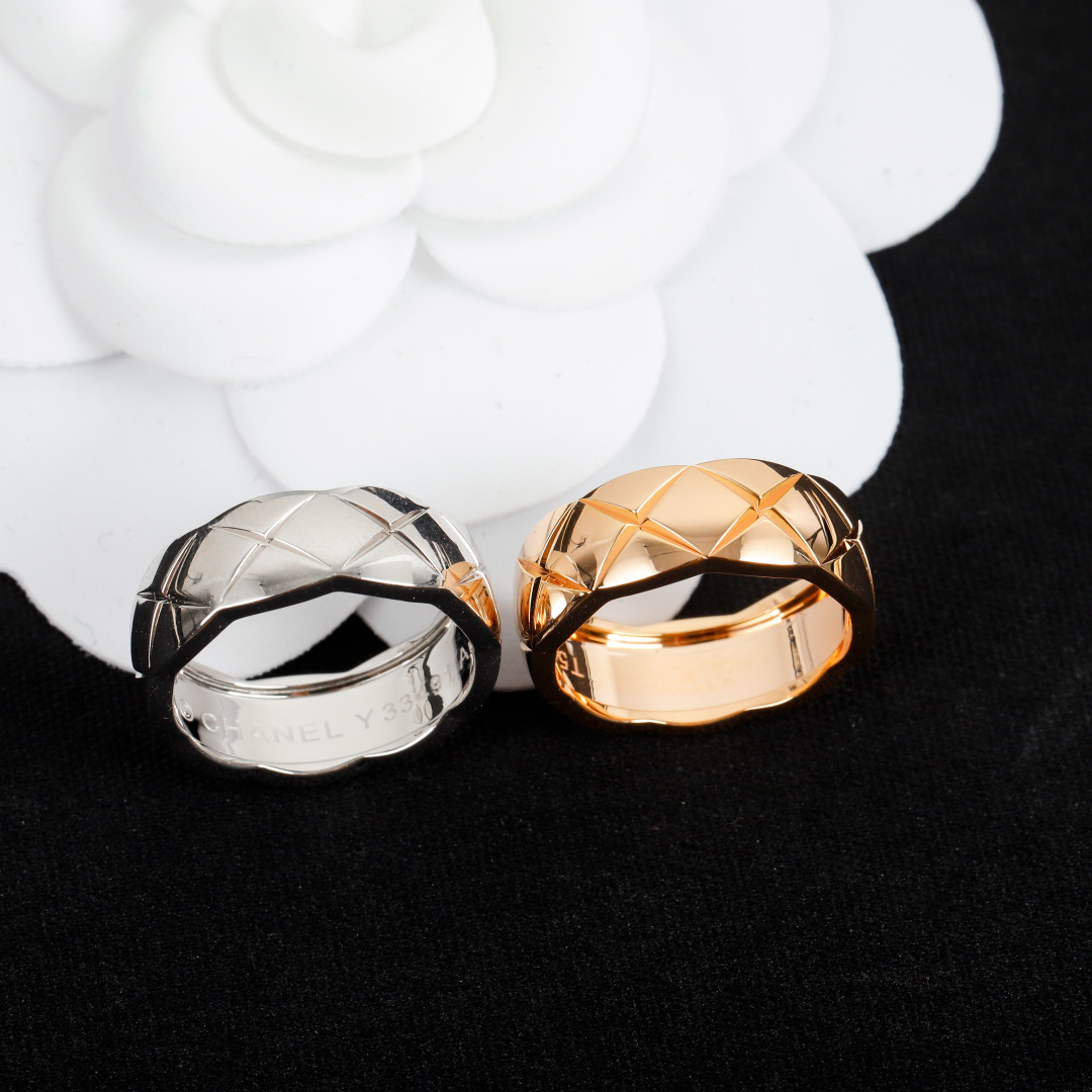 CCR8002B Chanel coco crush ring S925 Silver 18K Gold Diamond medium 7mm - ccjewelryacc