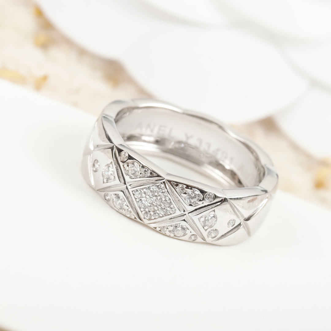 CCR8002B Chanel coco crush ring S925 Silver 18K Gold Diamond medium 7mm - ccjewelryacc