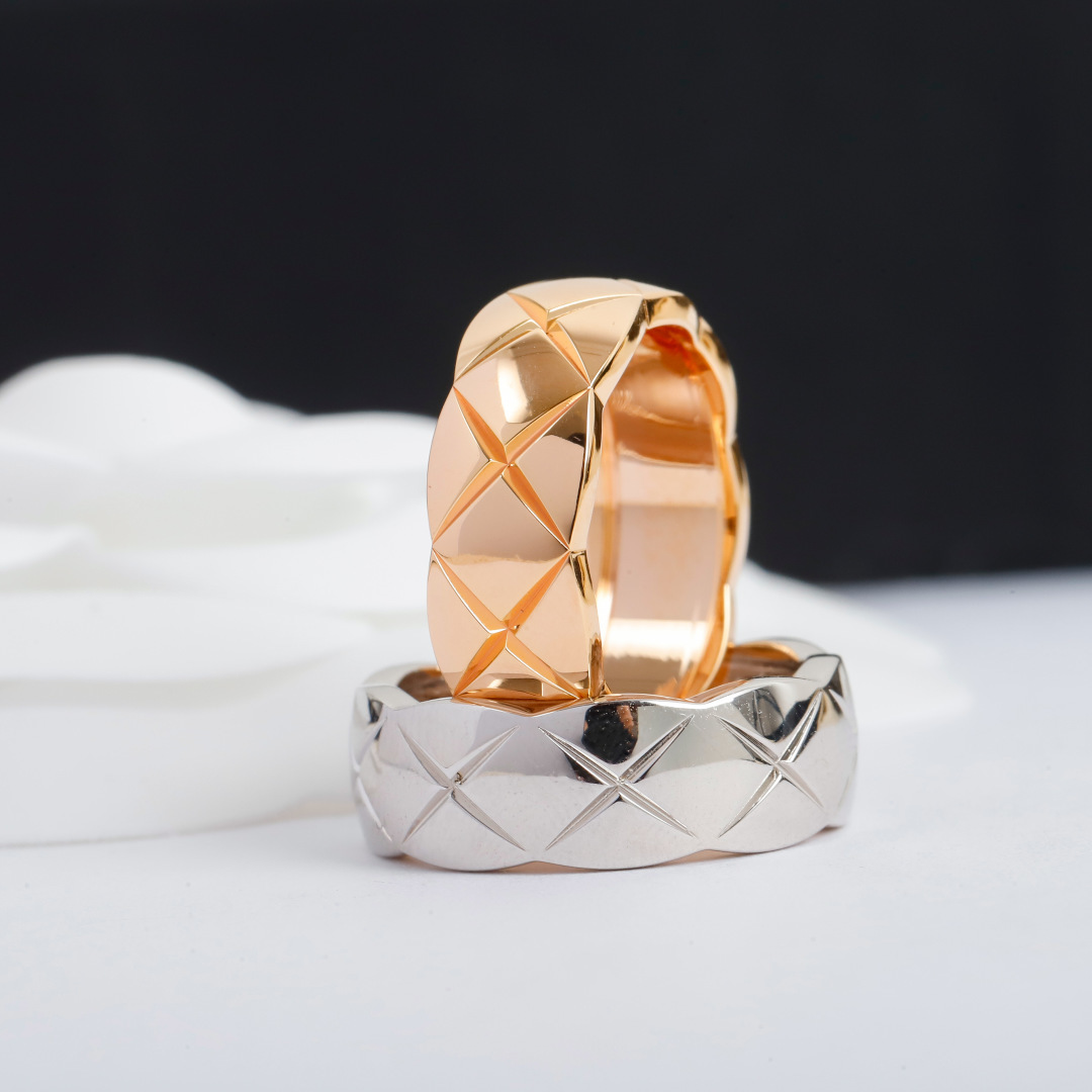 CCR8002B Chanel coco crush ring S925 Silver 18K Gold Diamond medium 7mm - ccjewelryacc