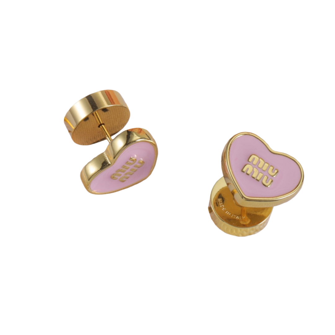 MMN002 Miumiu Metal heart necklace bracelet earrings - ccjewelryacc