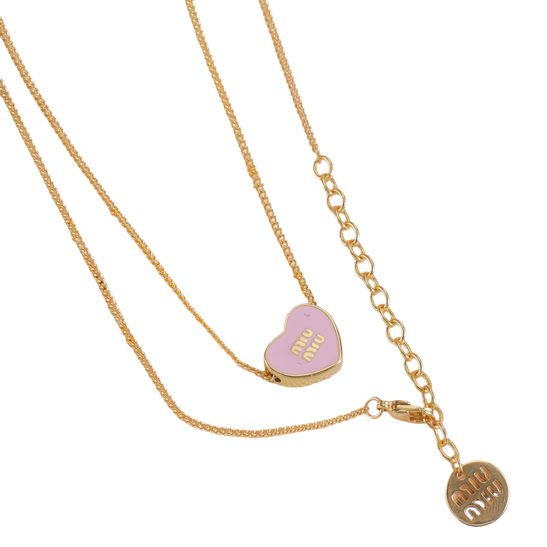 MMN002 Miumiu Metal heart necklace bracelet earrings - ccjewelryacc