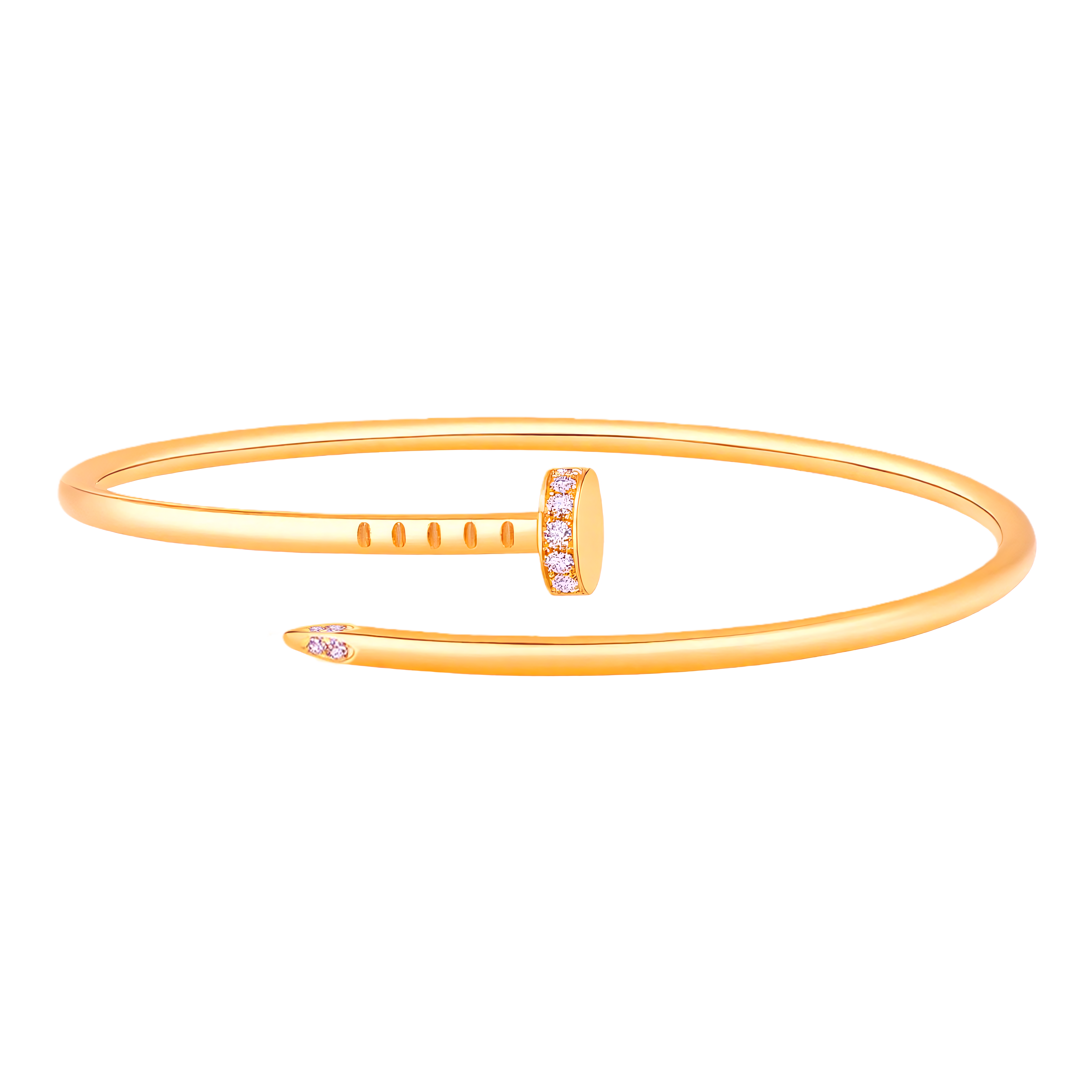 CTSV026 18K Gold slender and flexible Juste un Clou bracelet, small model, diamonds 2.5mm - ccjewelryacc