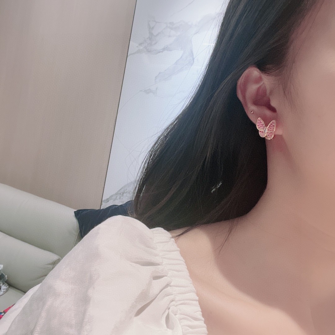 VCE025 Van cleef two butterfly earring Paved clips - ccjewelryacc