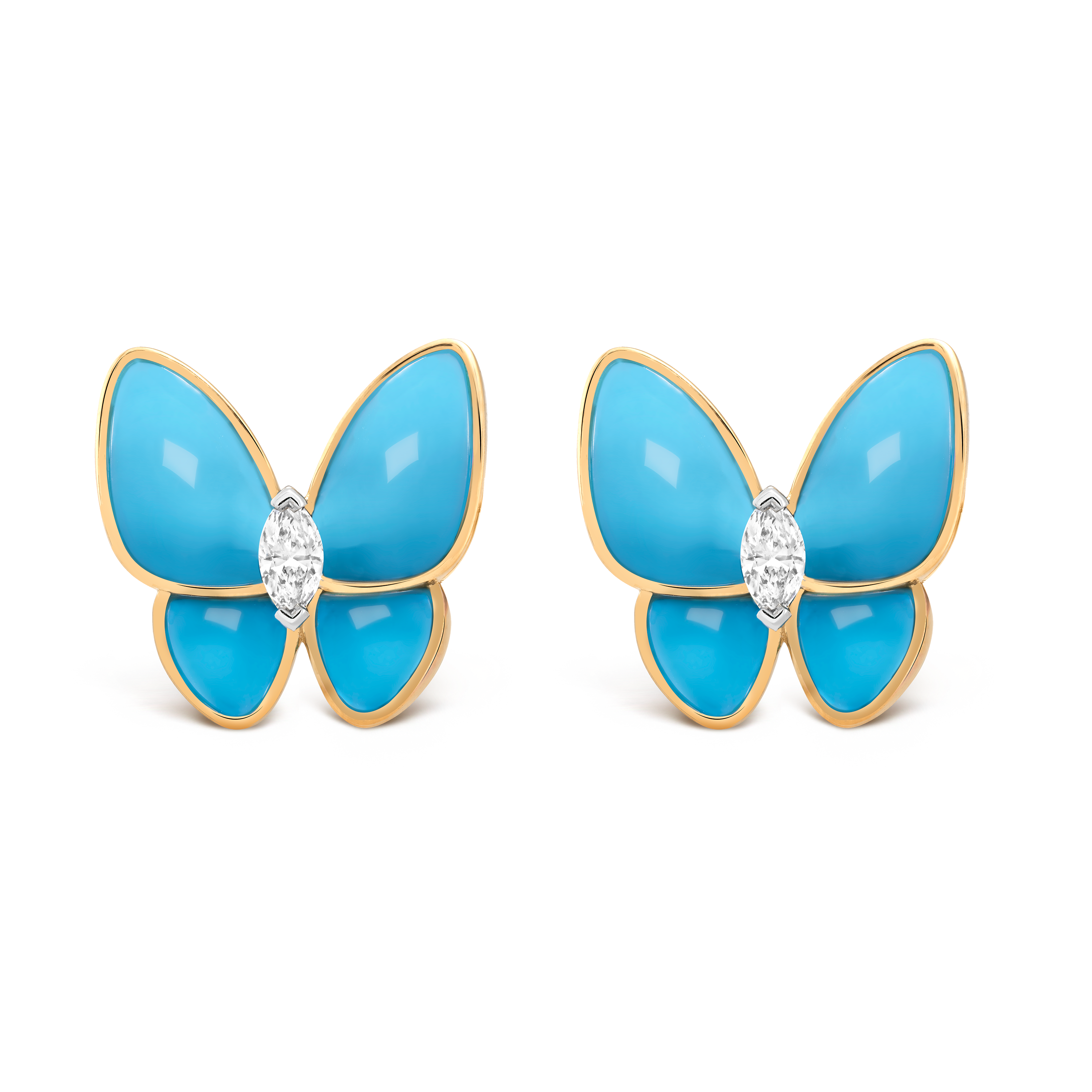 VCE019 Van cleef turquoise two butterfly earring clips - ccjewelryacc