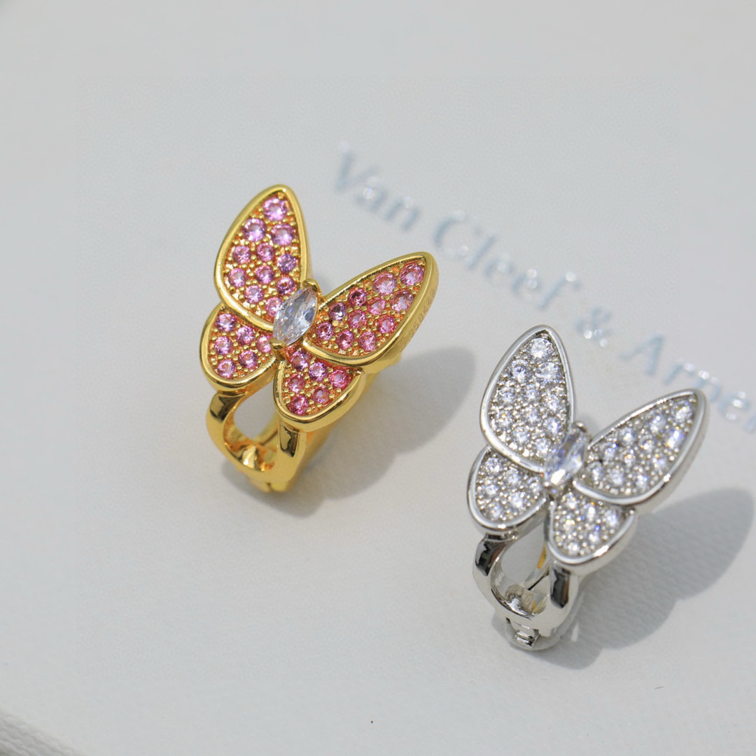 VCE025 Van cleef two butterfly earring Paved clips - ccjewelryacc