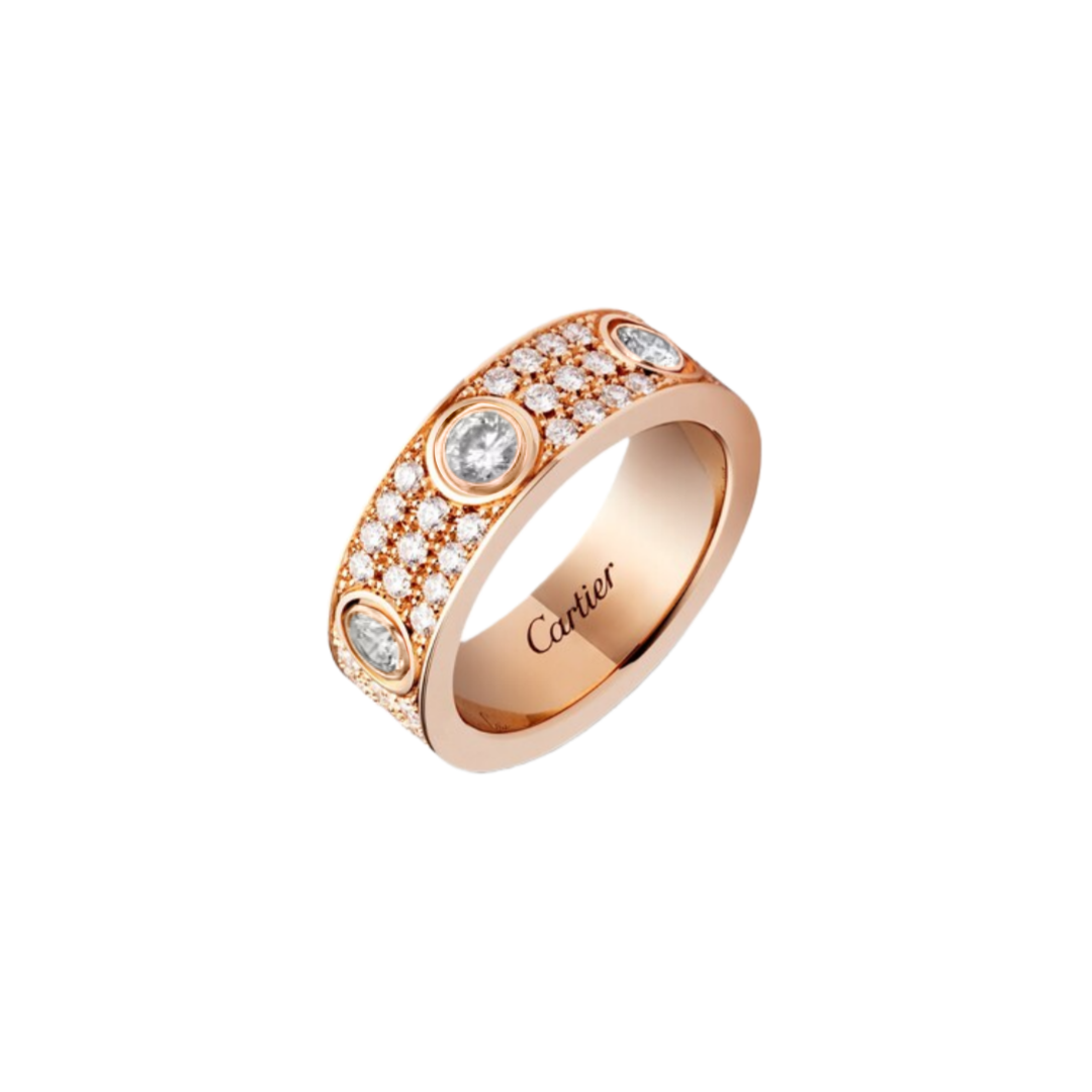 CTRV022 18K Cartier LOVE ring, classic model, paved, 6 diamonds - ccjewelryacc