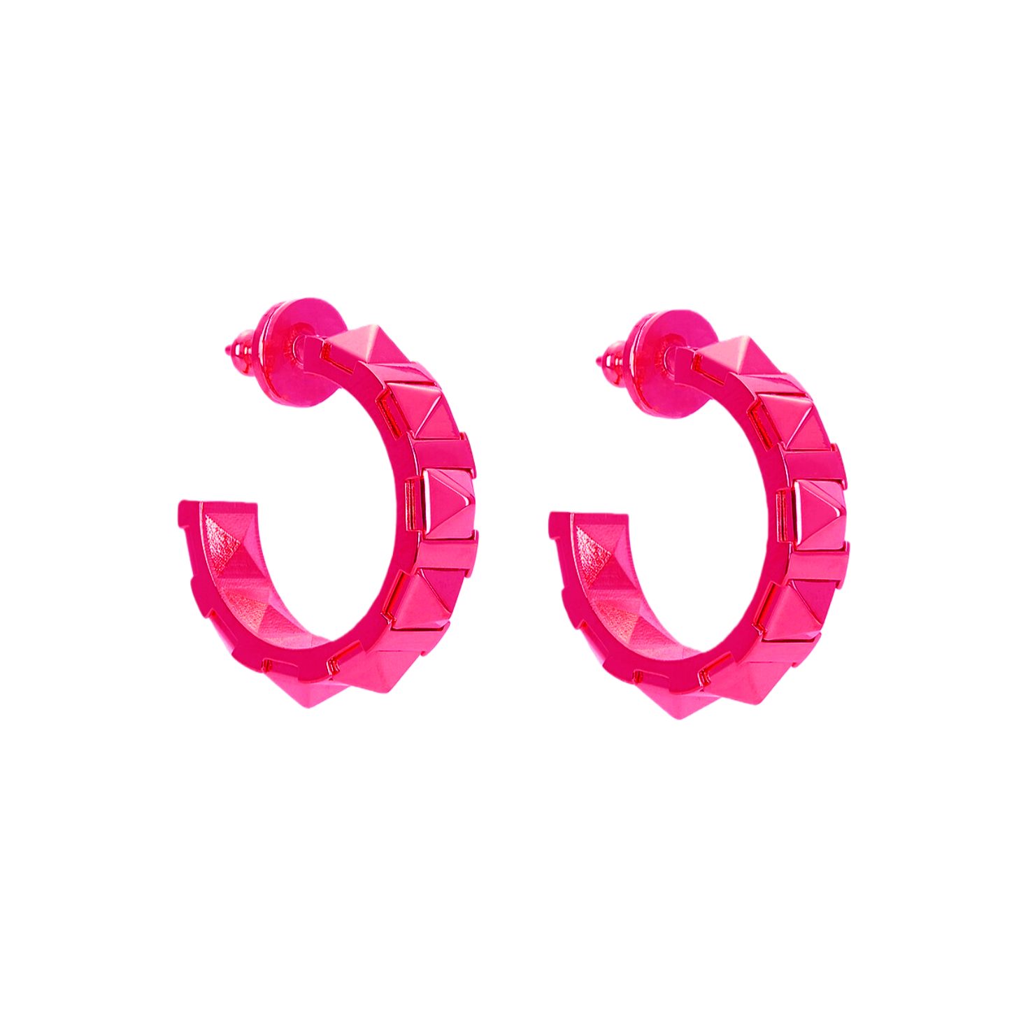 VTE093 Metal Gold /Pink Rockstud hoop earrings - ccjewelryacc