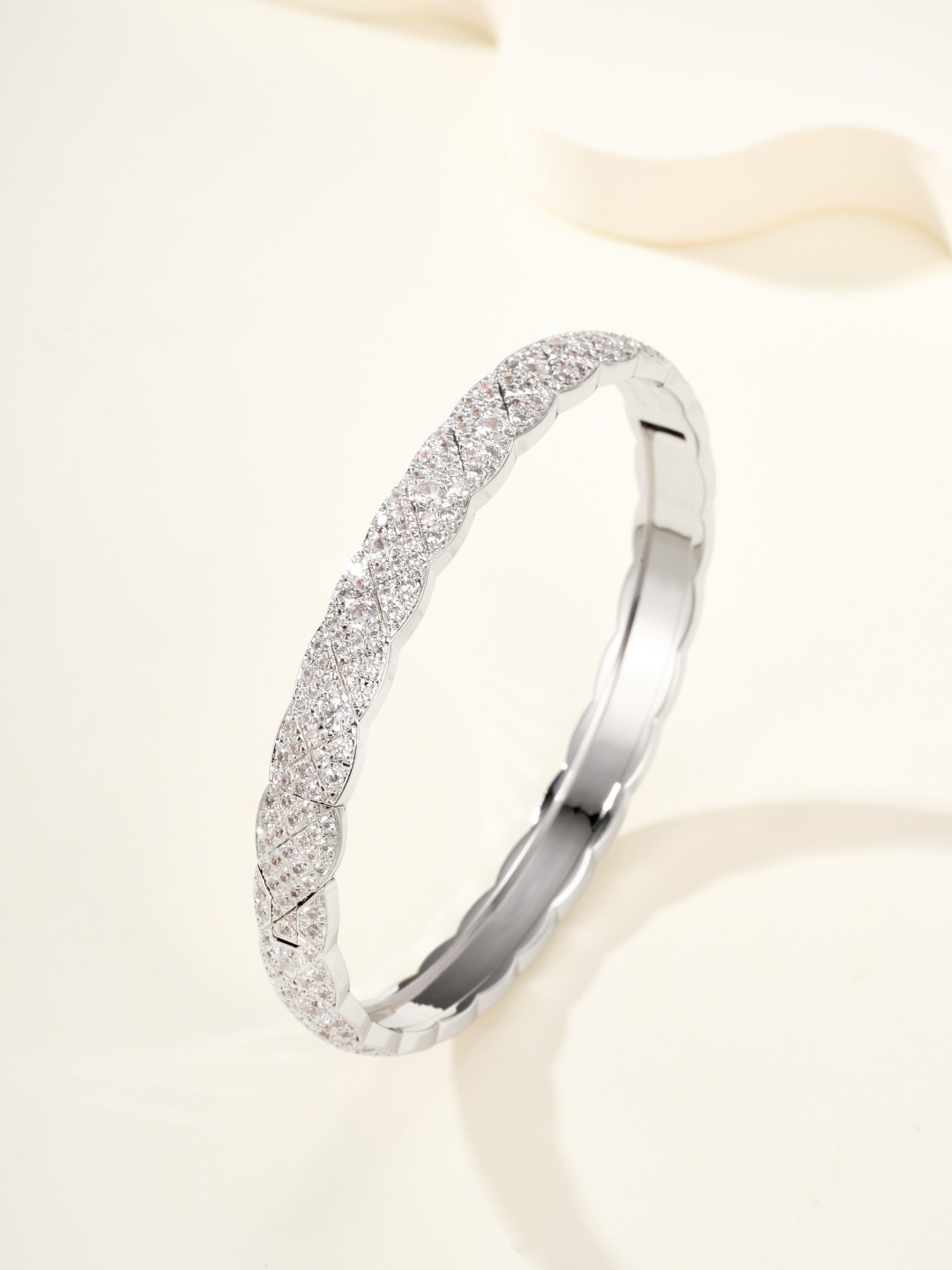 CCSS092 Full diamond S925 Silver COCO Crush Bangle Bracelet CC Bracelet 18k gold - ccjewelryacc