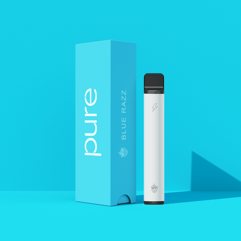Pure Bar Caffeine Vape Blue Razz 600 Puffs Berry Energy