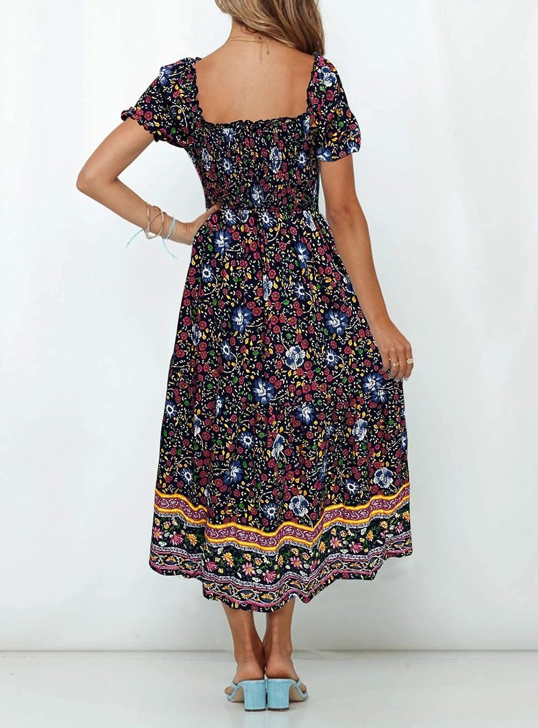 Flowers Print Stylish Dress Long Dress