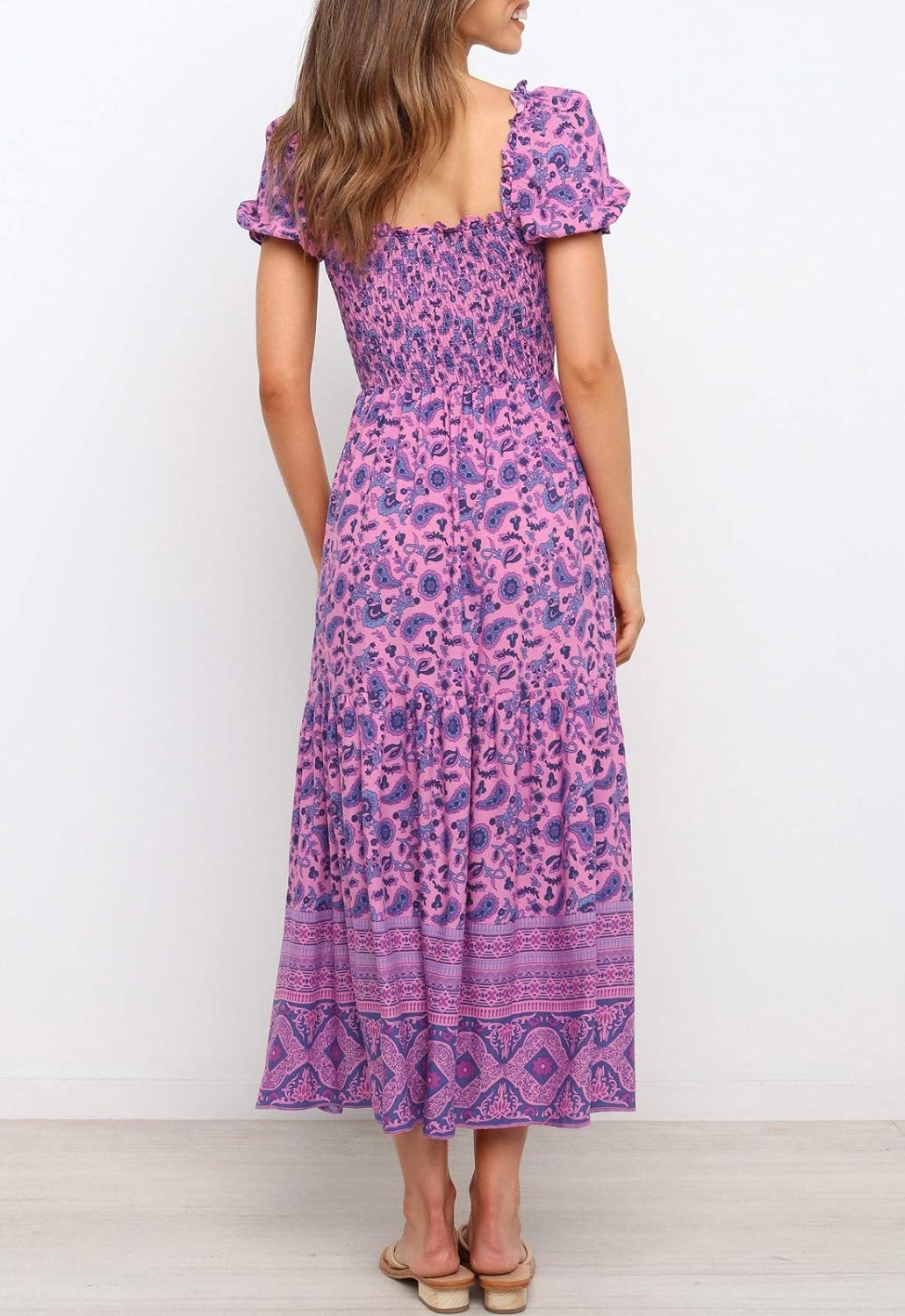 Flowers Print Stylish Dress Long Dress