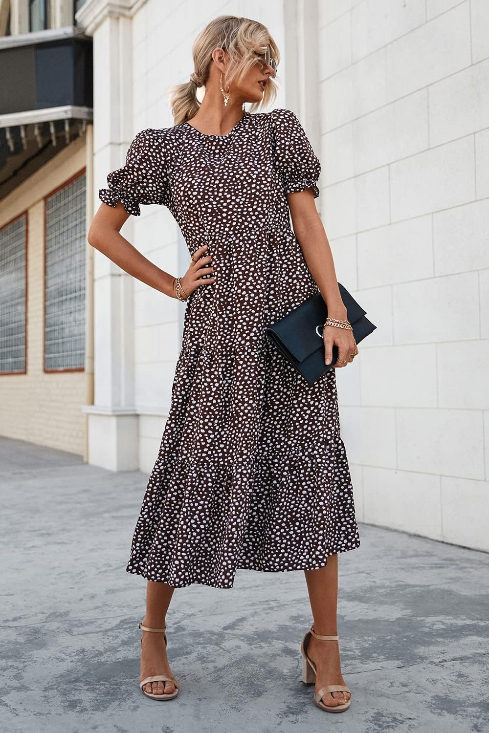 Women's Flowers Printed Design Sleeve Dresses