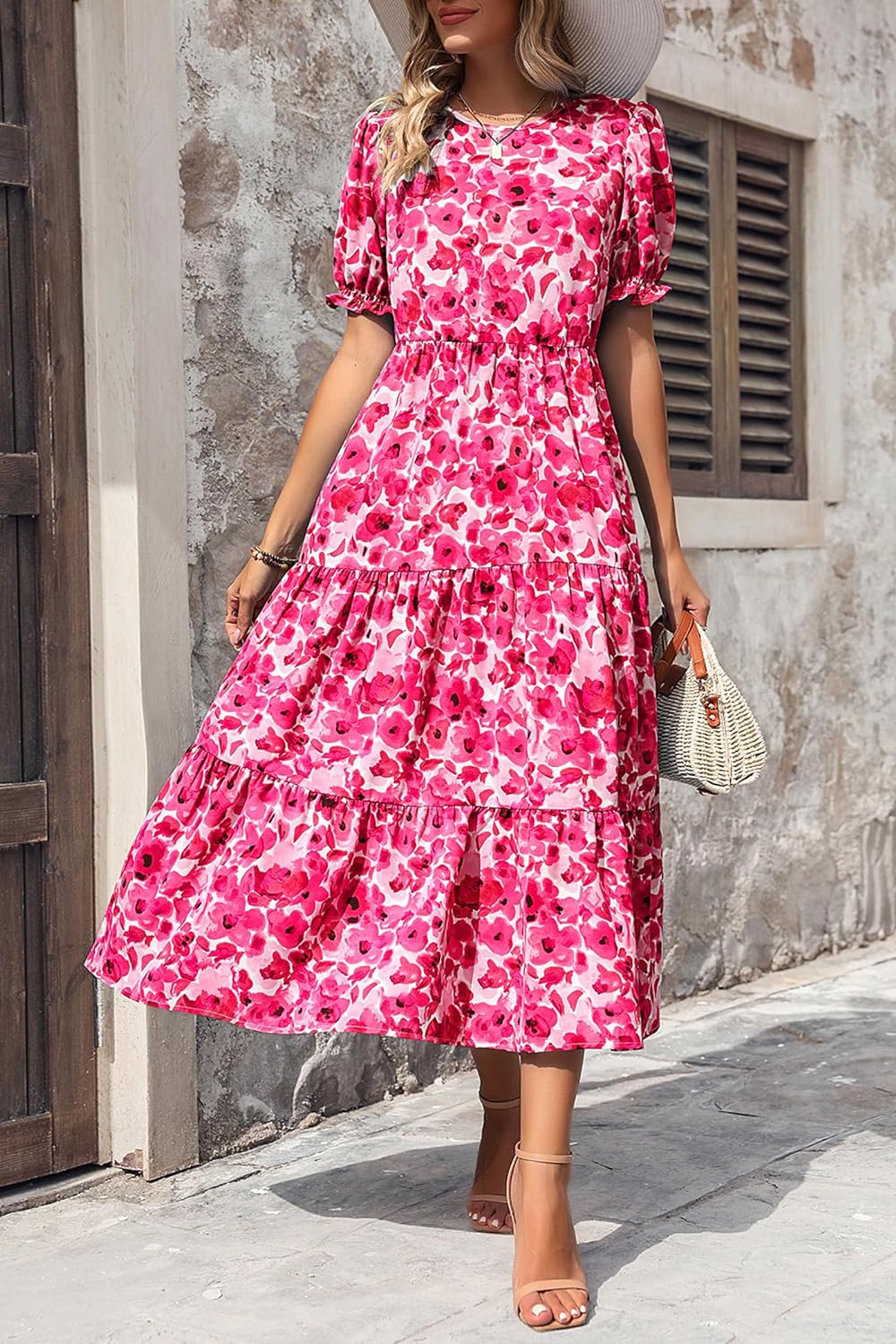 Women's Flowers Printed Design Sleeve Dresses
