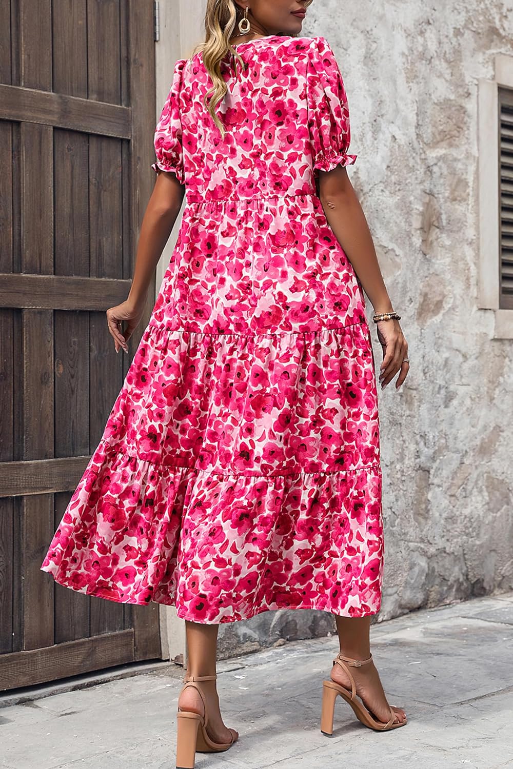 Women's Flowers Printed Design Sleeve Dresses