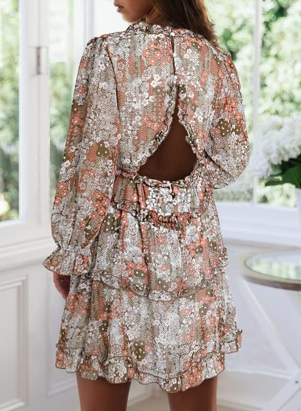 Fancy Floral Print Mini Dress