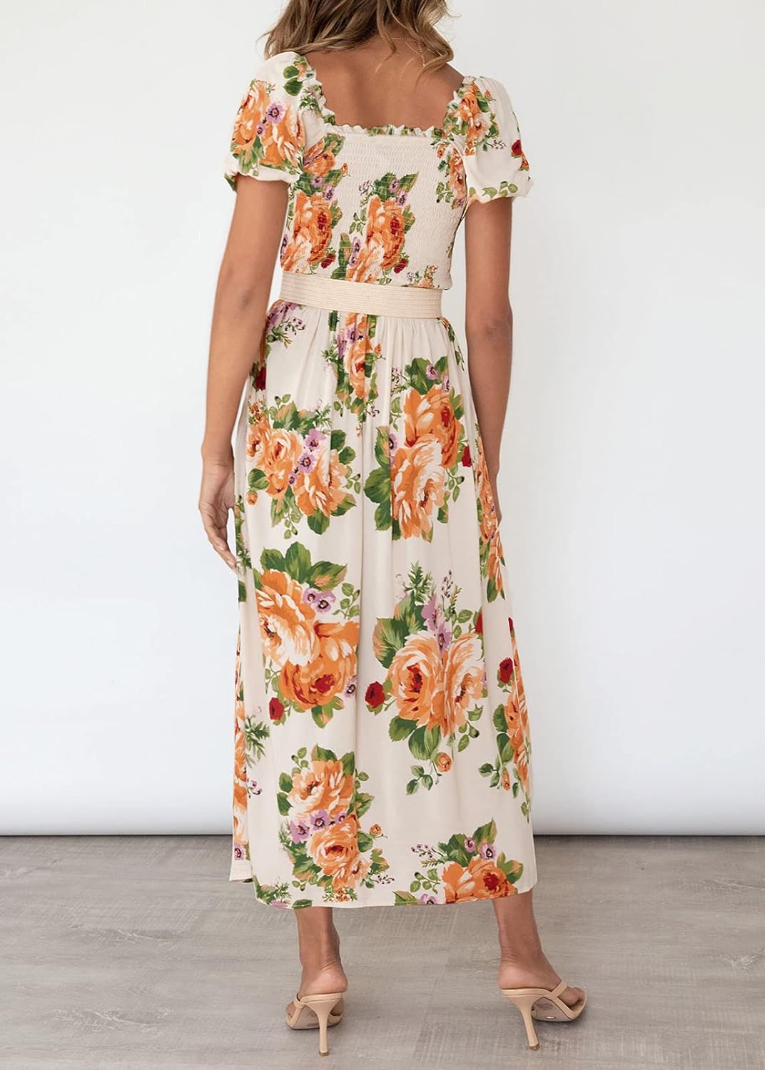 Flowers Print Stylish Dress Long Dress