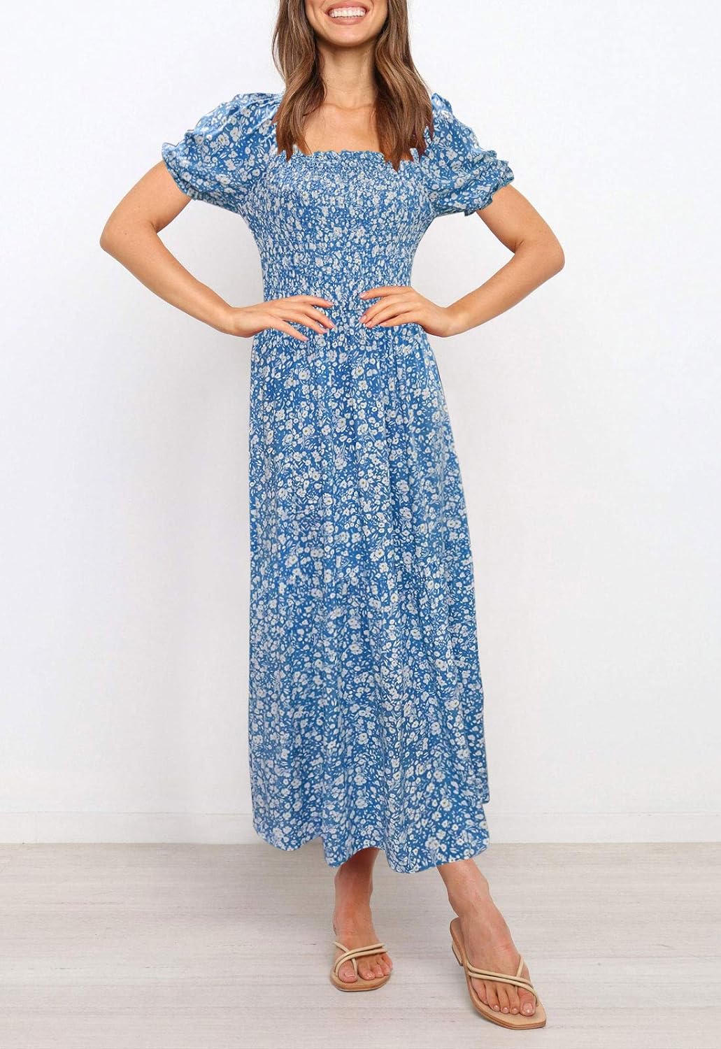 Flowers Print Stylish Dress Long Dress