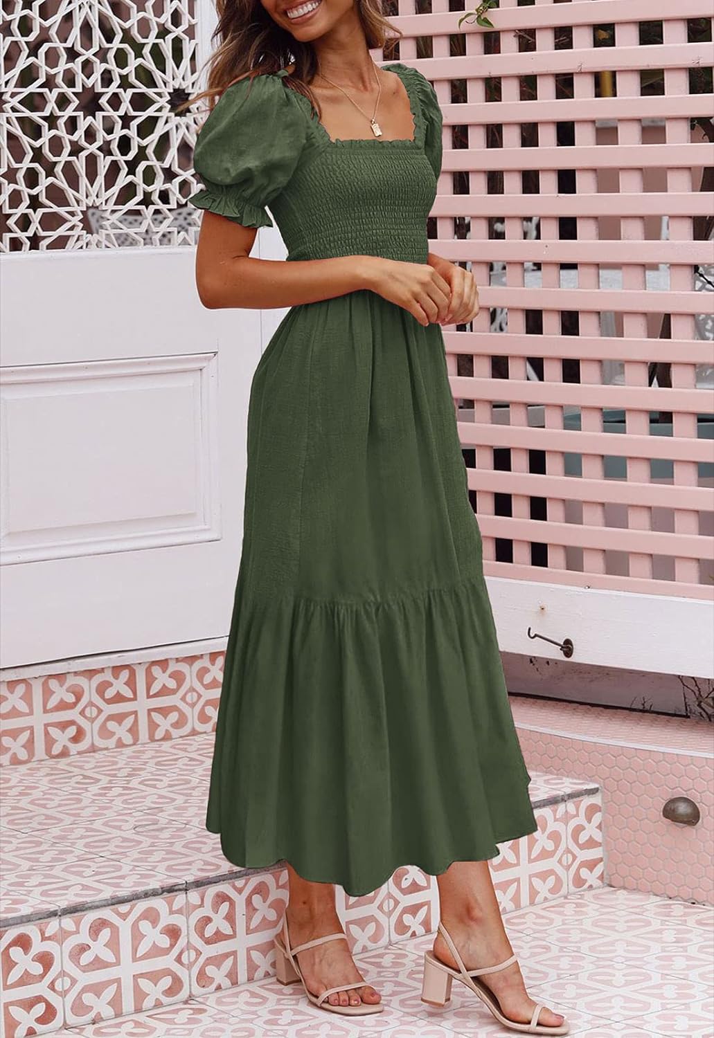 Flowers Print Stylish Dress Long Dress