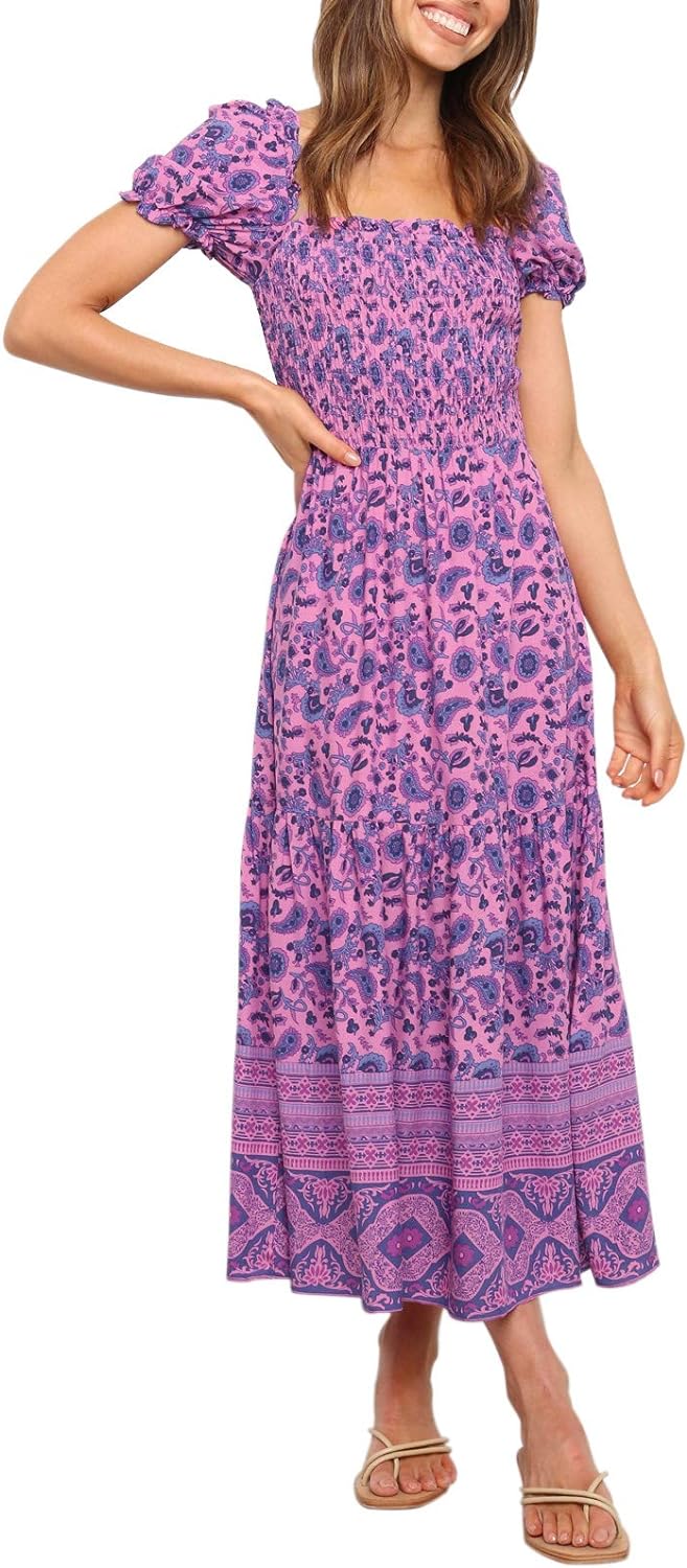 Flowers Print Stylish Dress Long Dress