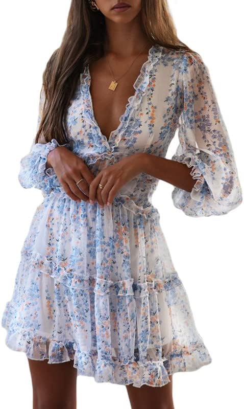 Fancy Floral Print Mini Dress