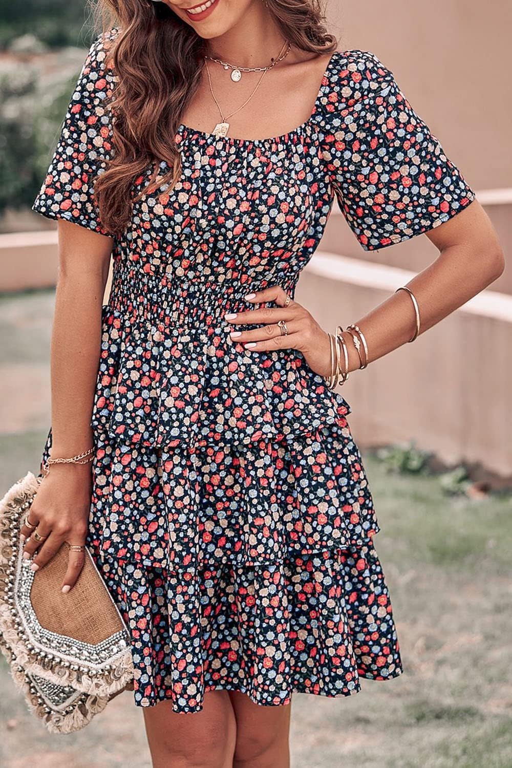 Stylish Printed Summer Short Dress