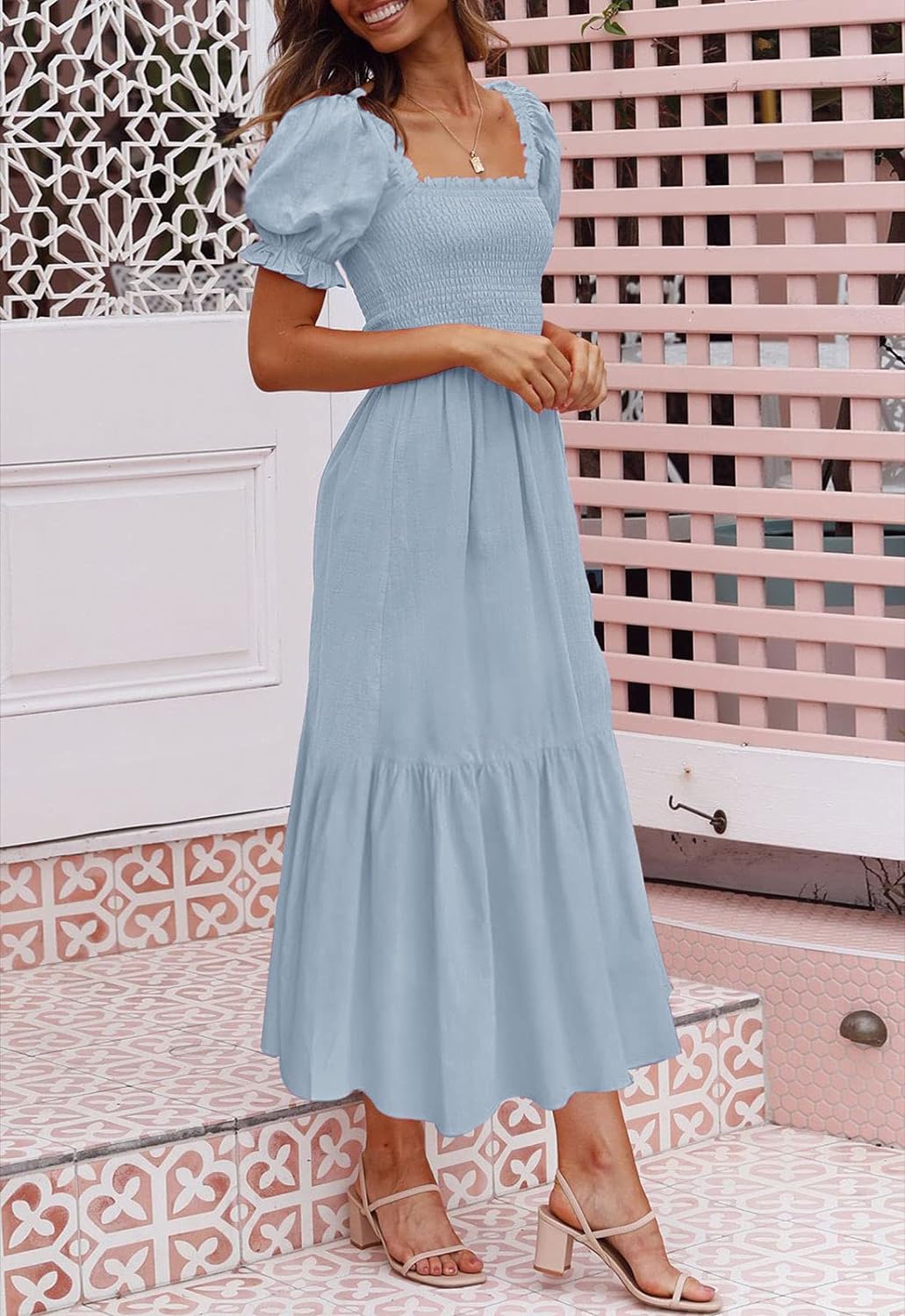 Flowers Print Stylish Dress Long Dress