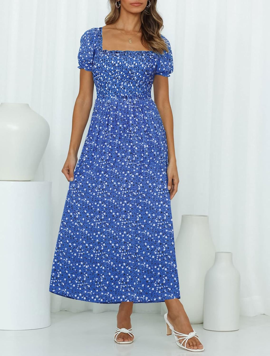 Flowers Print Stylish Dress Long Dress