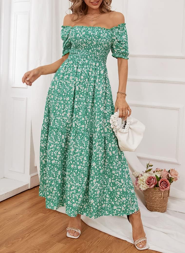 Flowers Print Stylish Dress Long Dress