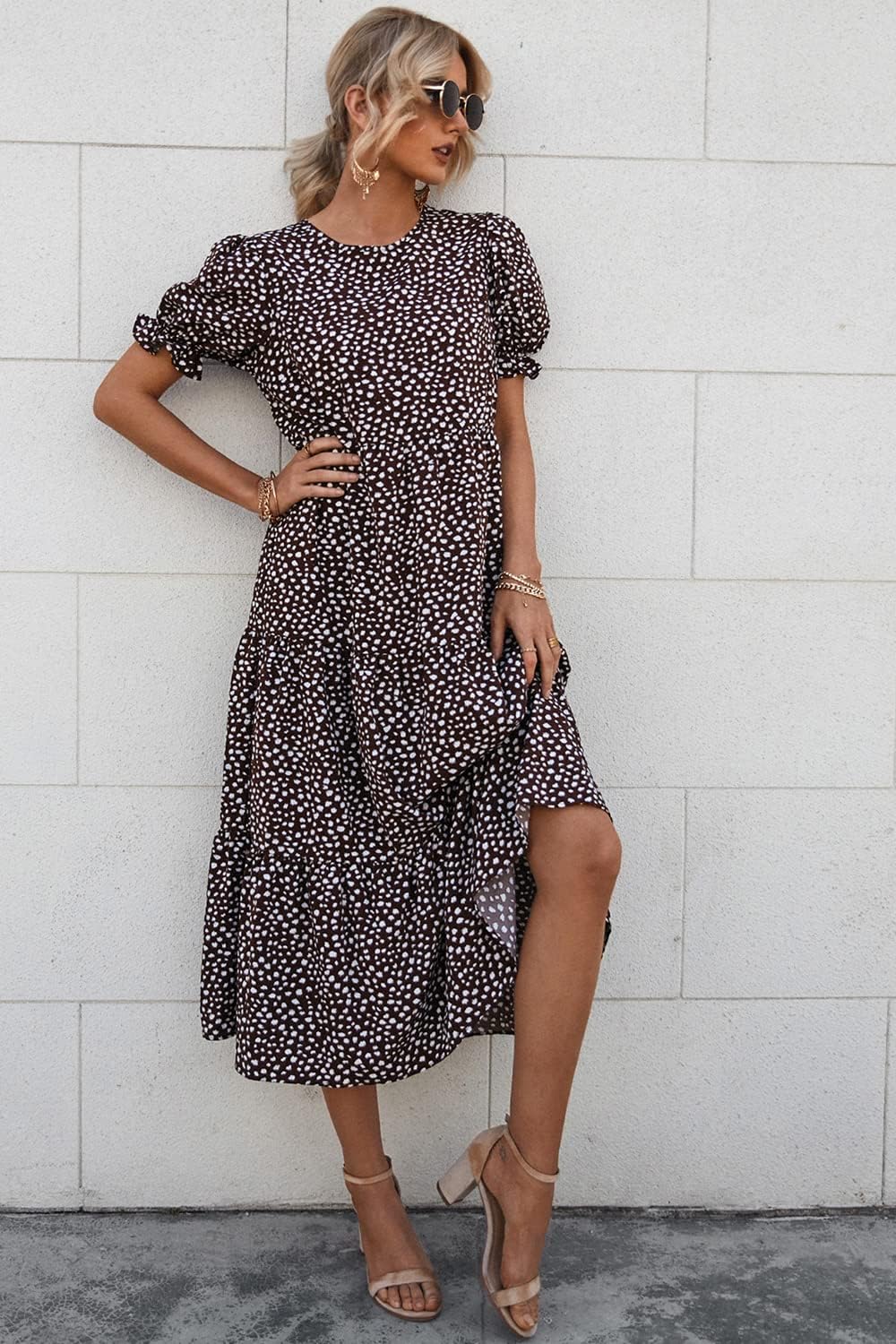 Women's Flowers Printed Design Sleeve Dresses