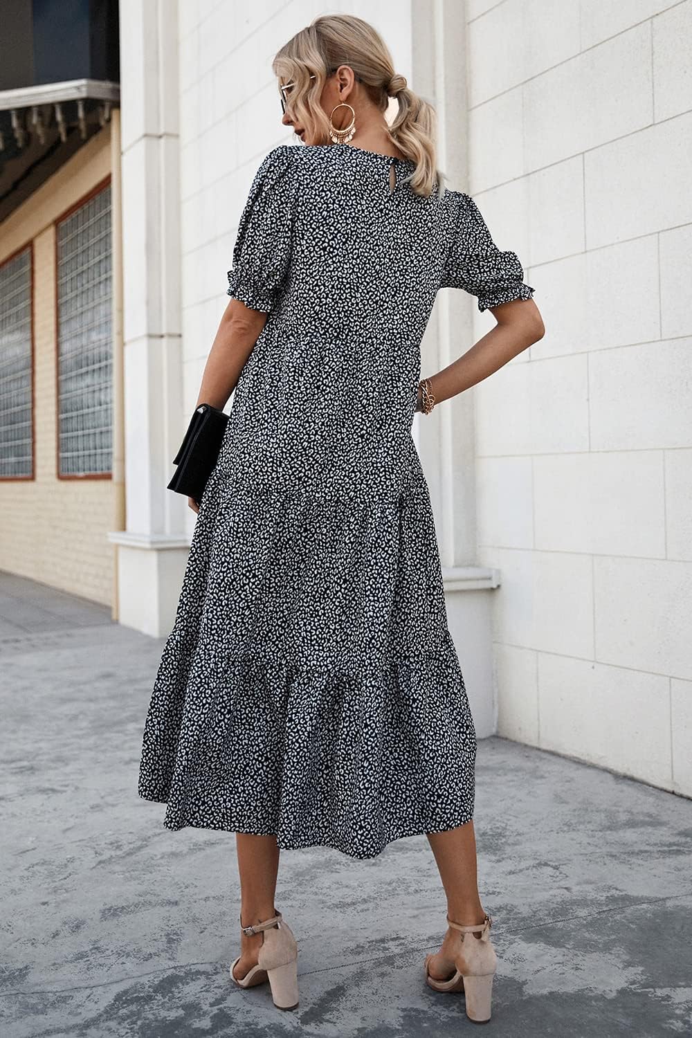 Women's Flowers Printed Design Sleeve Dresses