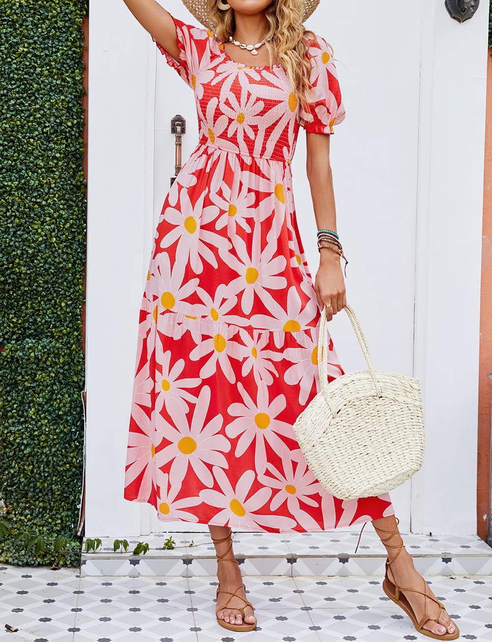 Flowers Print Stylish Dress Long Dress