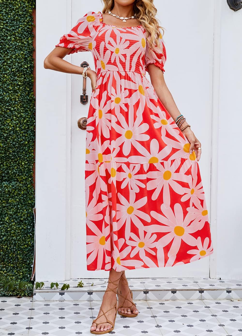 Flowers Print Stylish Dress Long Dress