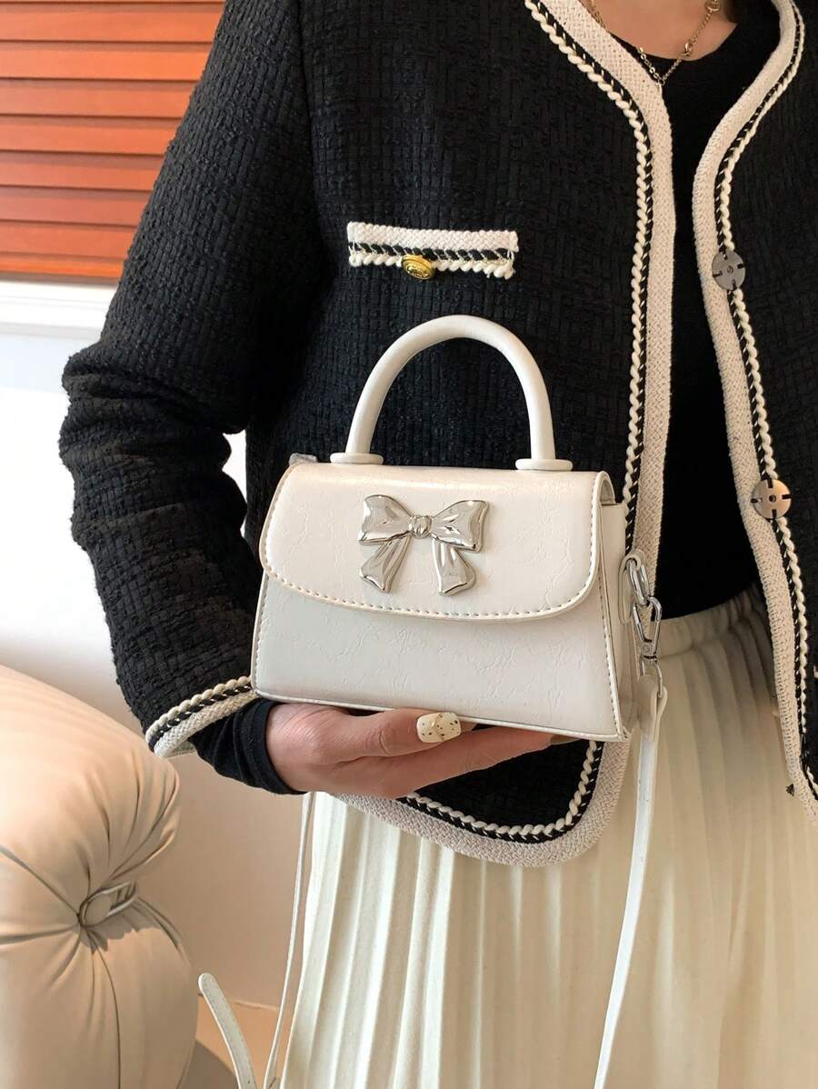 Solid Color Pu Leather Mini Handbag