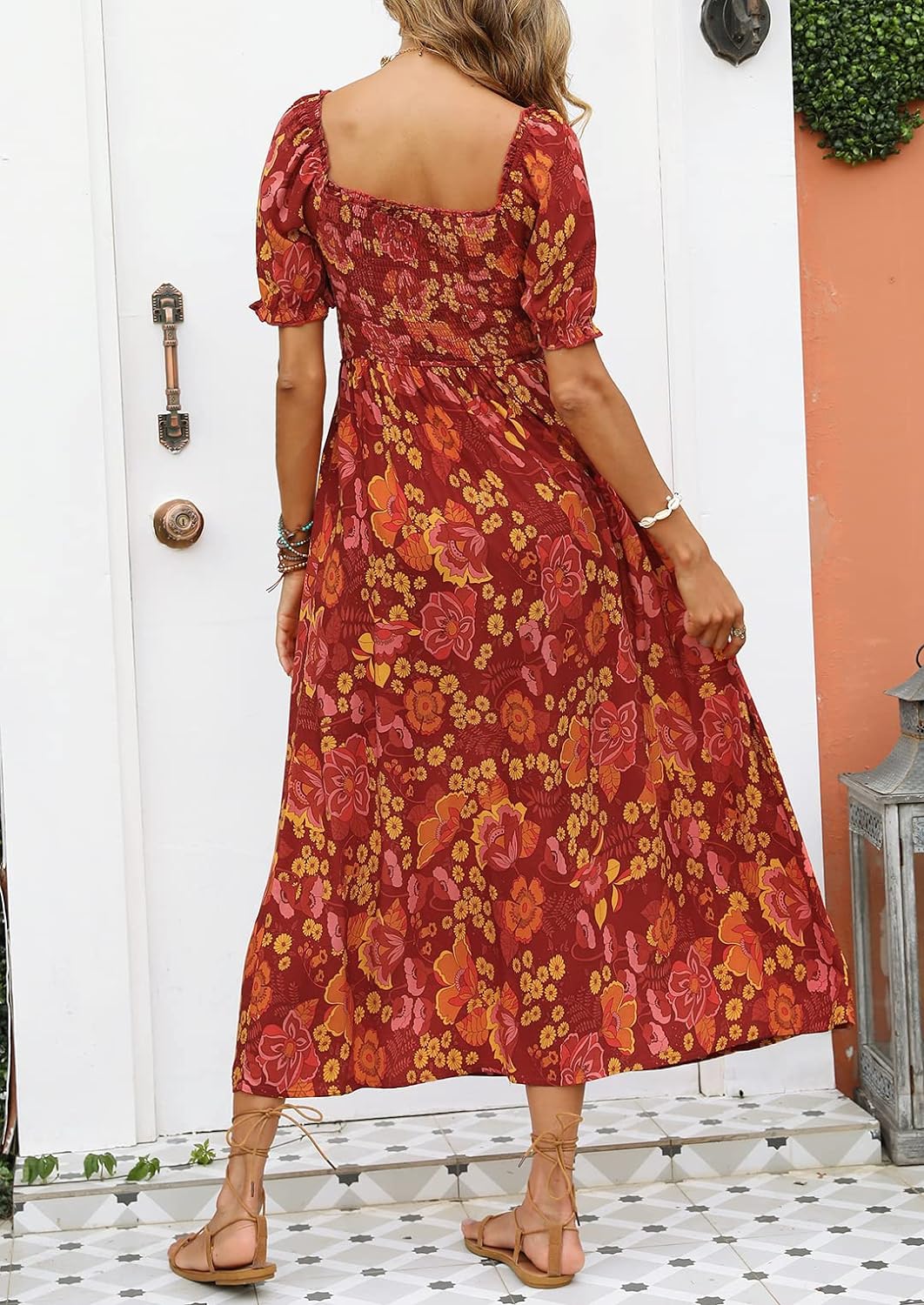 Flowers Print Stylish Dress Long Dress
