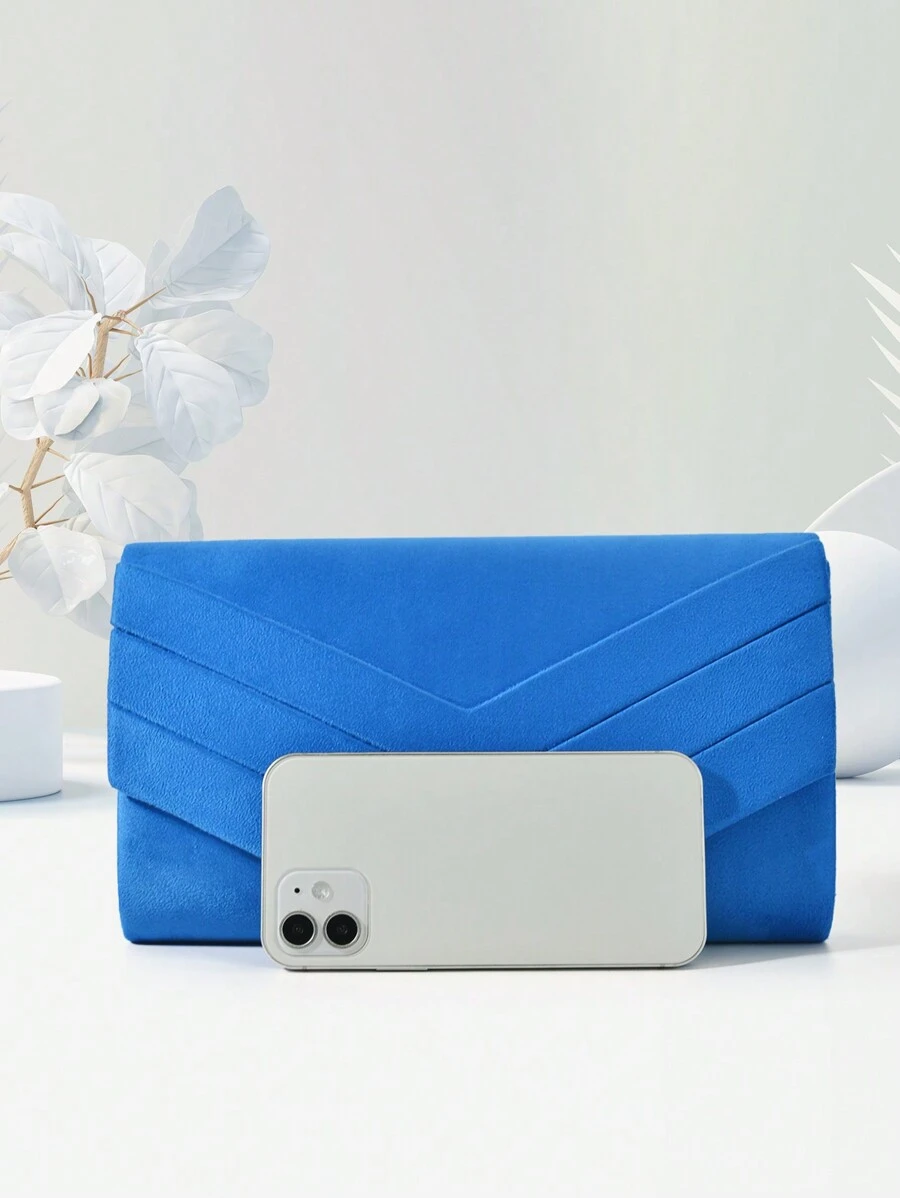 Lady Blue Velvet Clutch Handbag