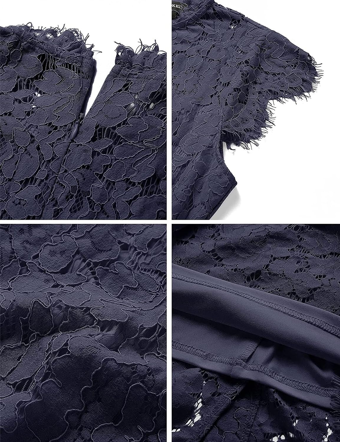 Floral Print Dress with Lace Sleeves for Women