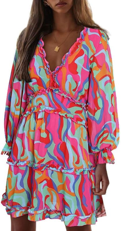 Fancy Floral Print Mini Dress