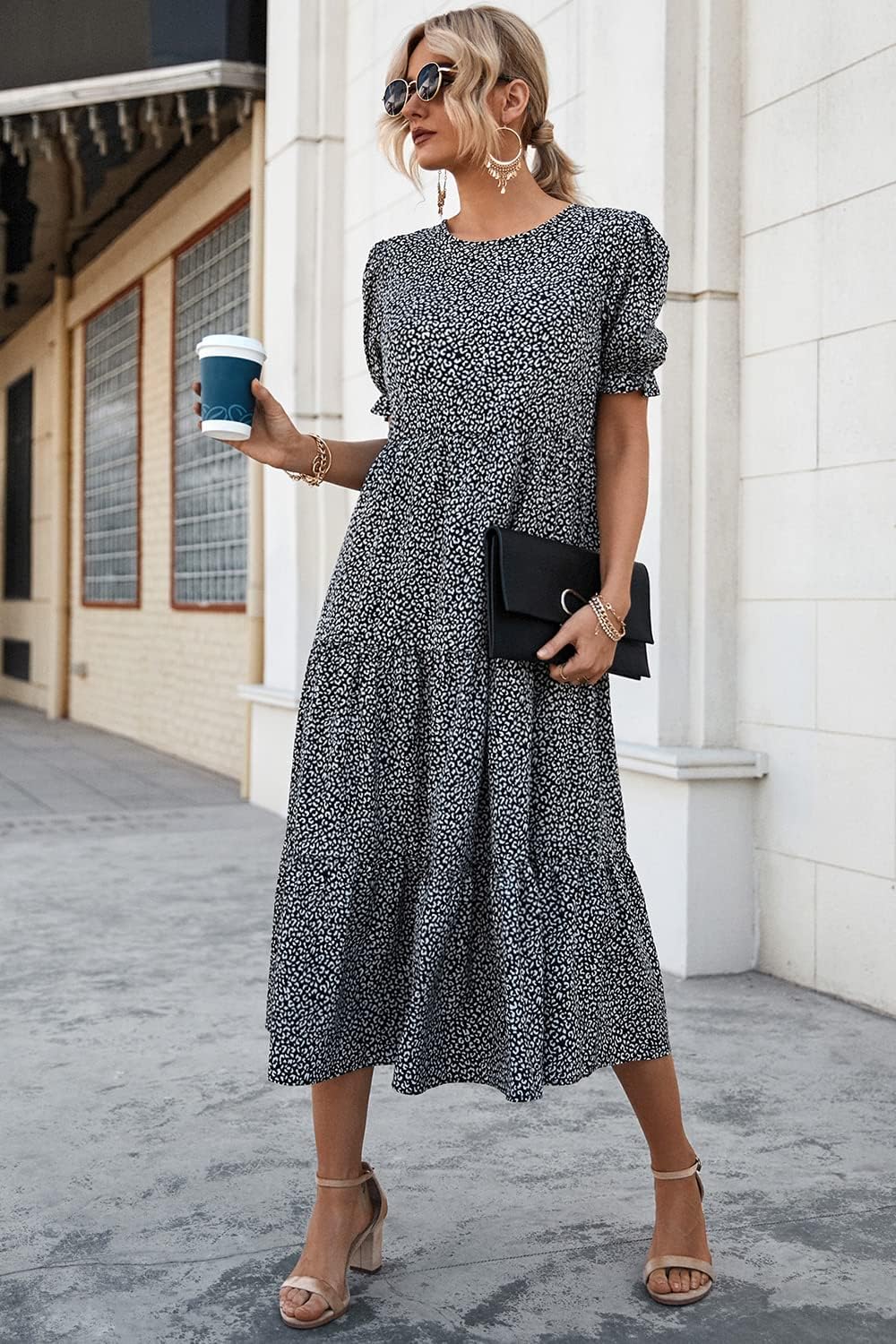 Women's Flowers Printed Design Sleeve Dresses