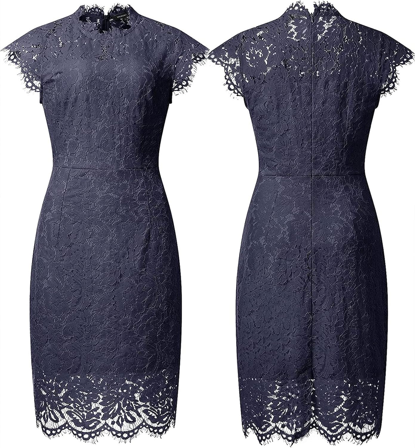 Floral Print Dress with Lace Sleeves for Women