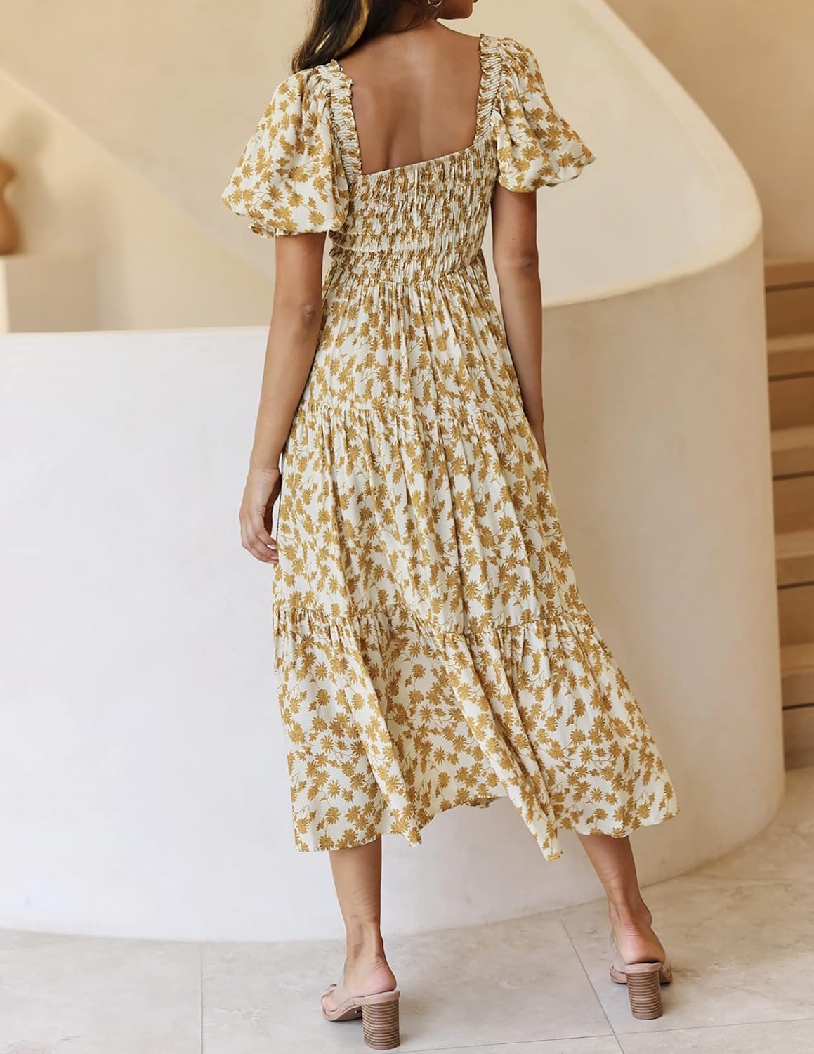 Flowers Print Stylish Dress Long Dress