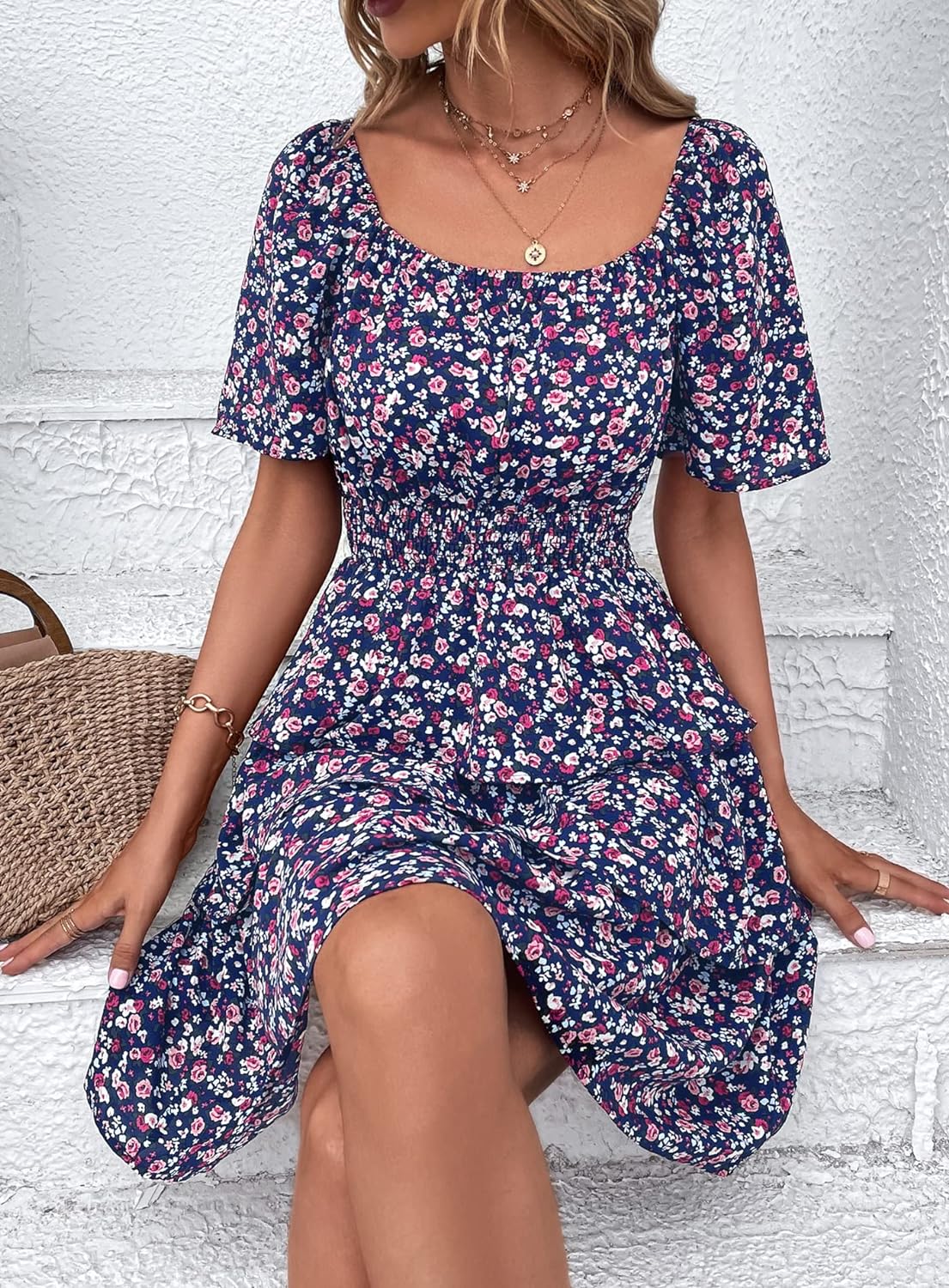 Stylish Printed Summer Short Dress