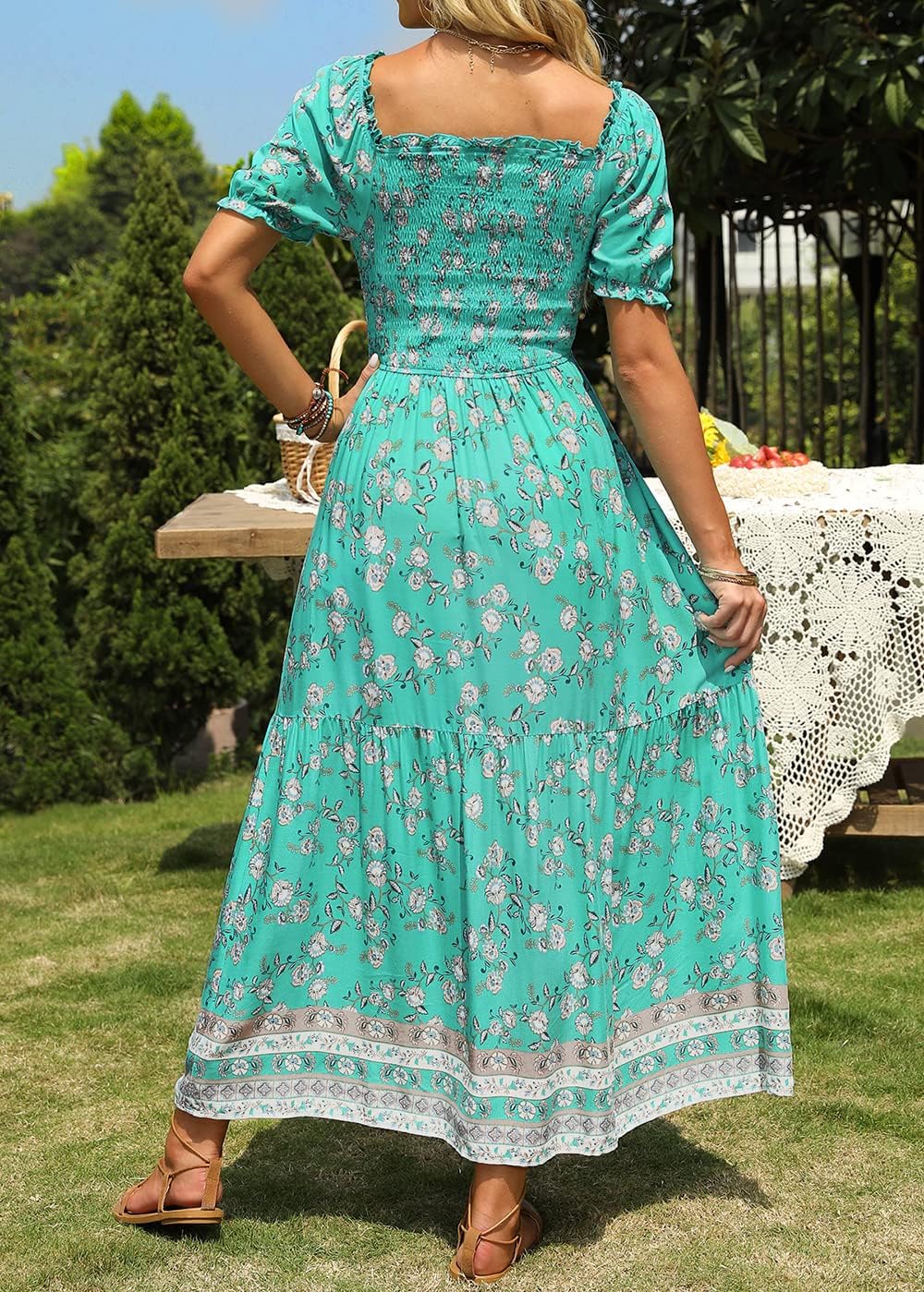 Flowers Print Stylish Dress Long Dress