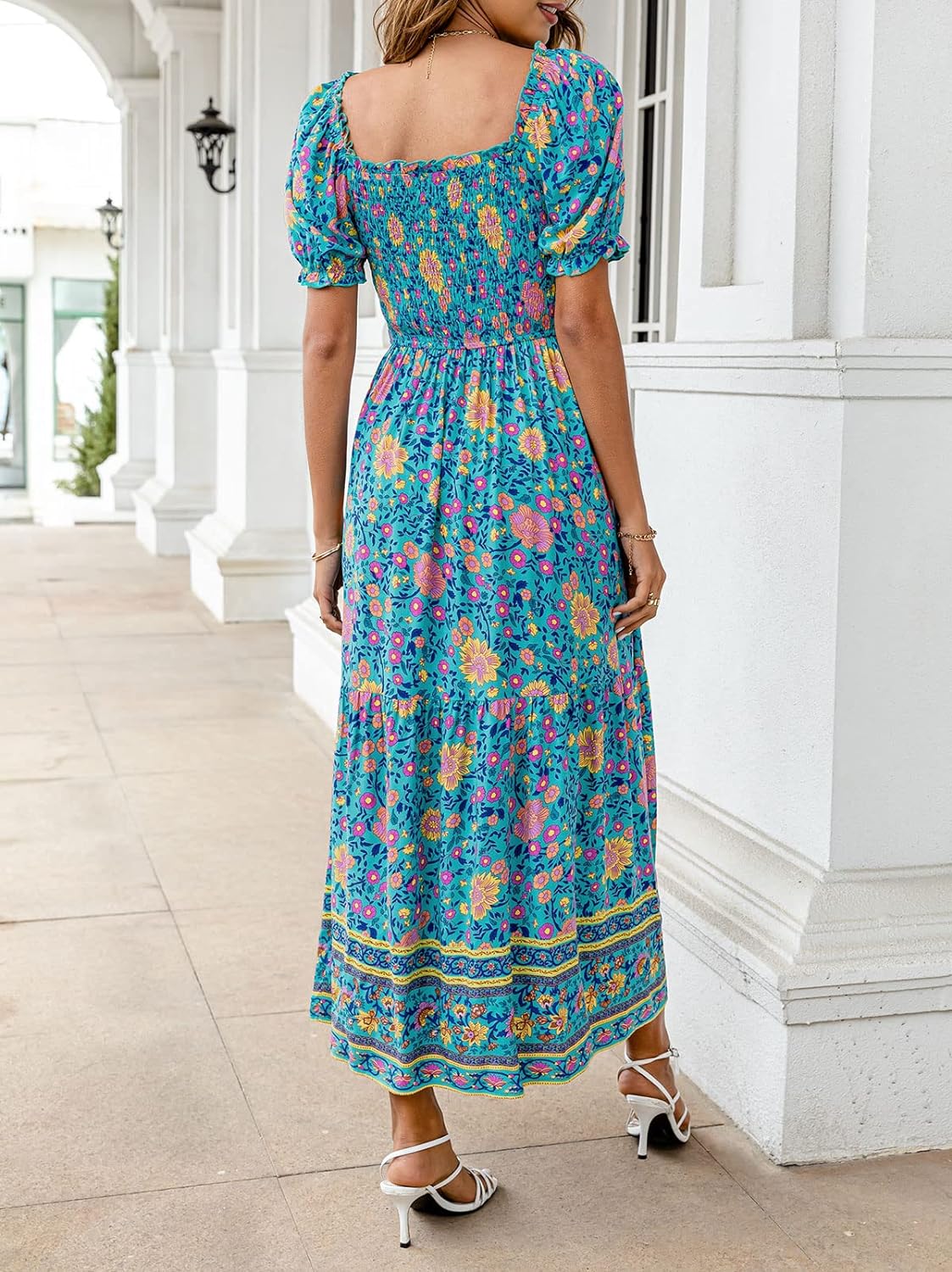 Flowers Print Stylish Dress Long Dress