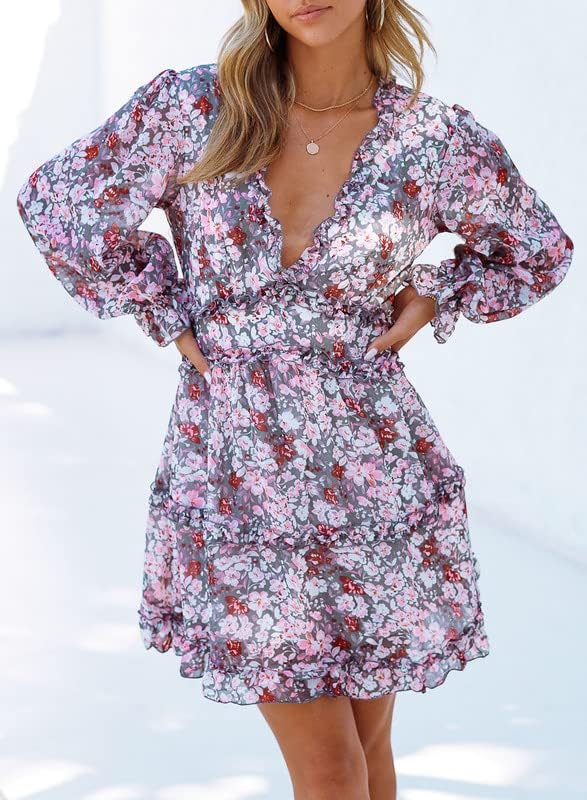 Fancy Floral Print Mini Dress