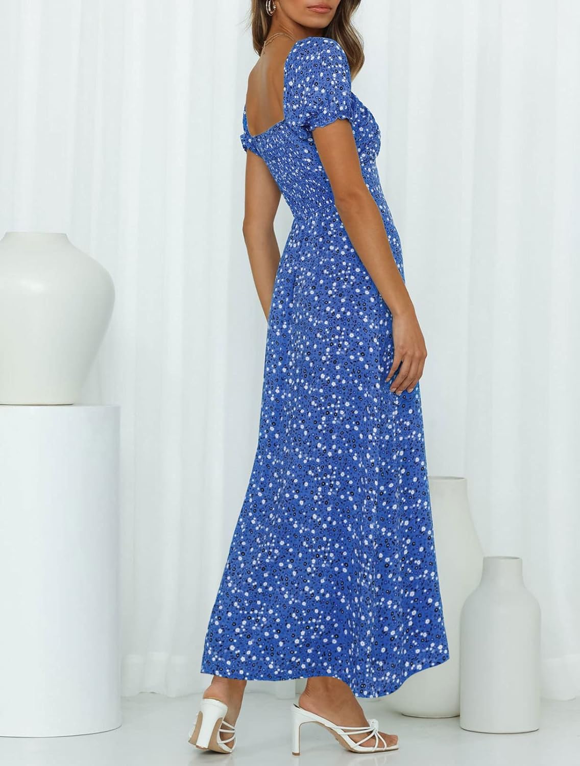 Flowers Print Stylish Dress Long Dress