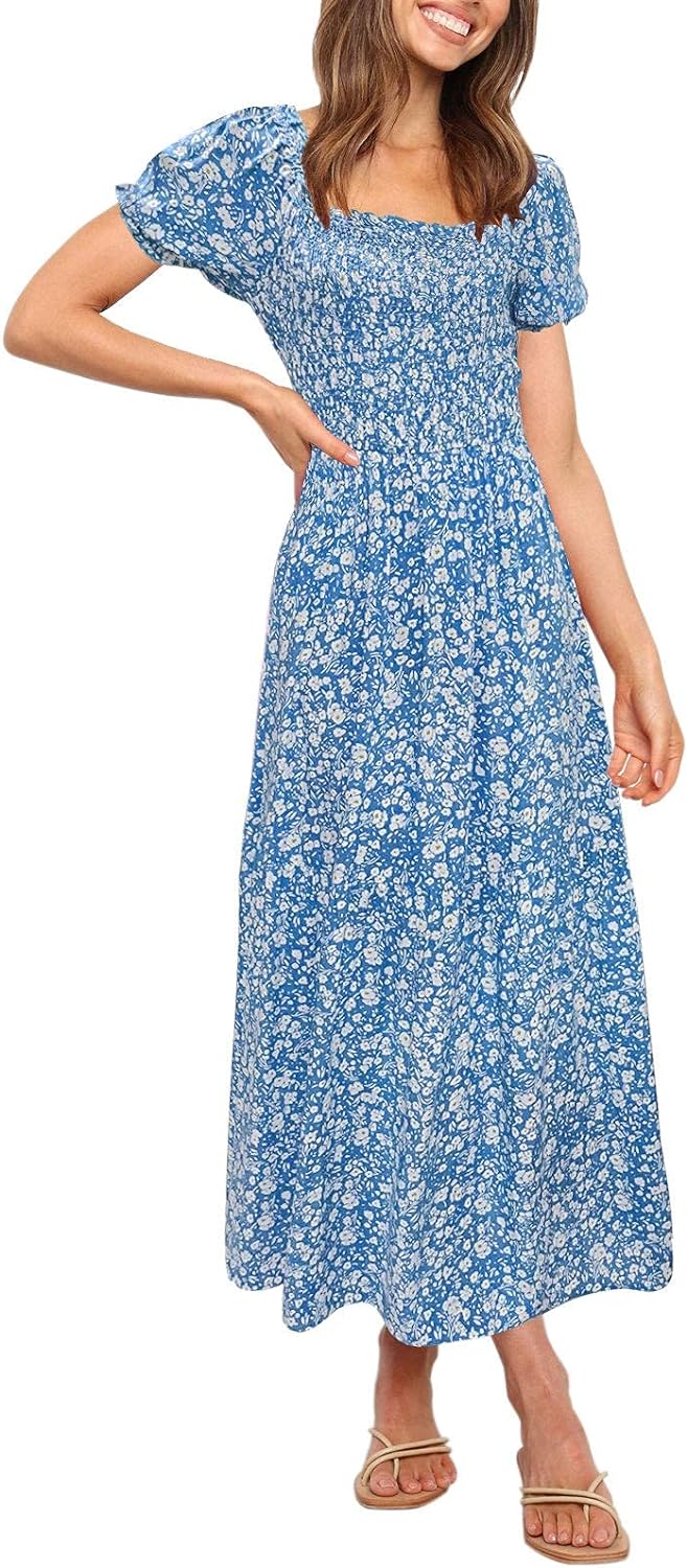 Flowers Print Stylish Dress Long Dress