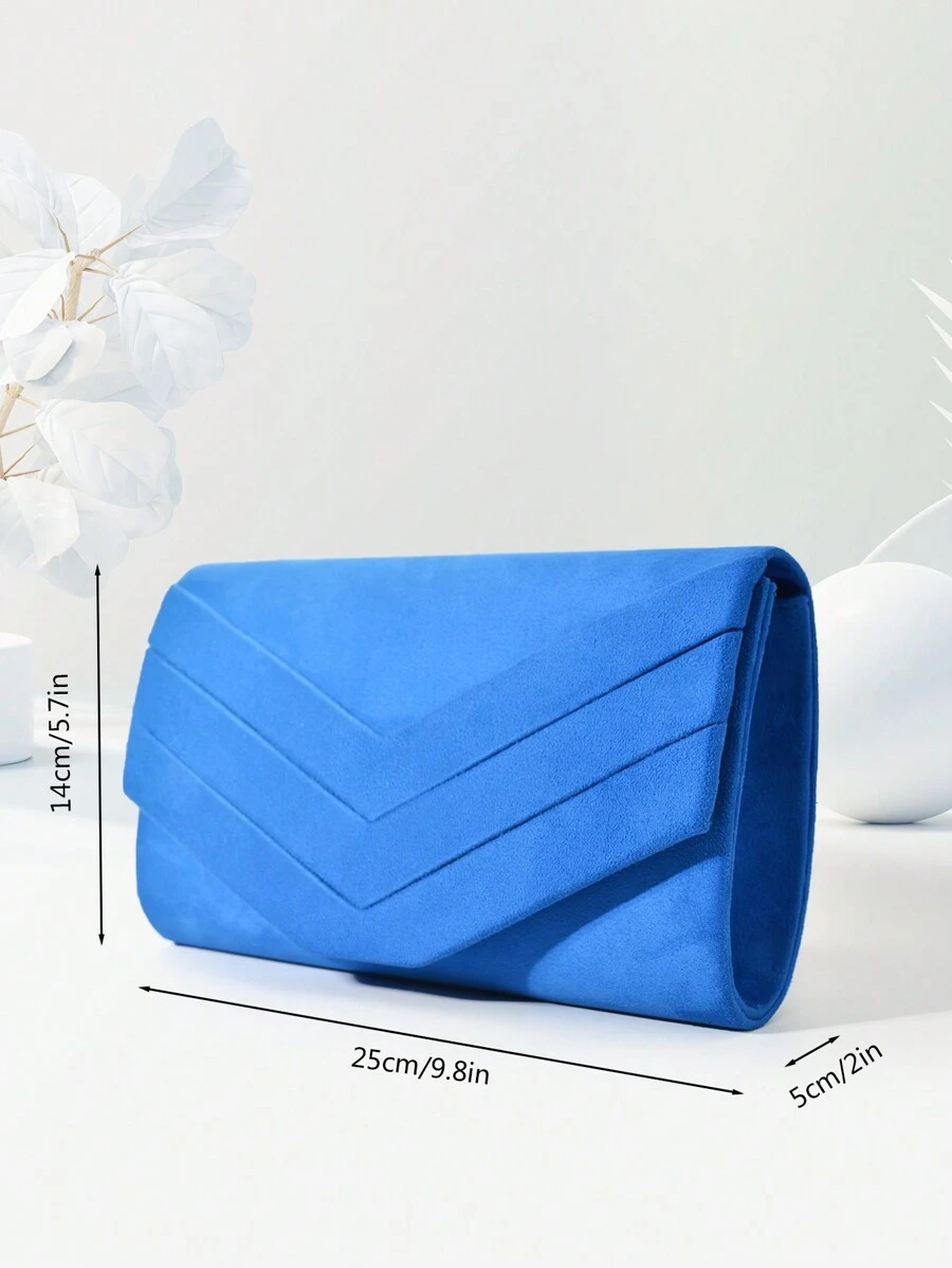 Lady Blue Velvet Clutch Handbag