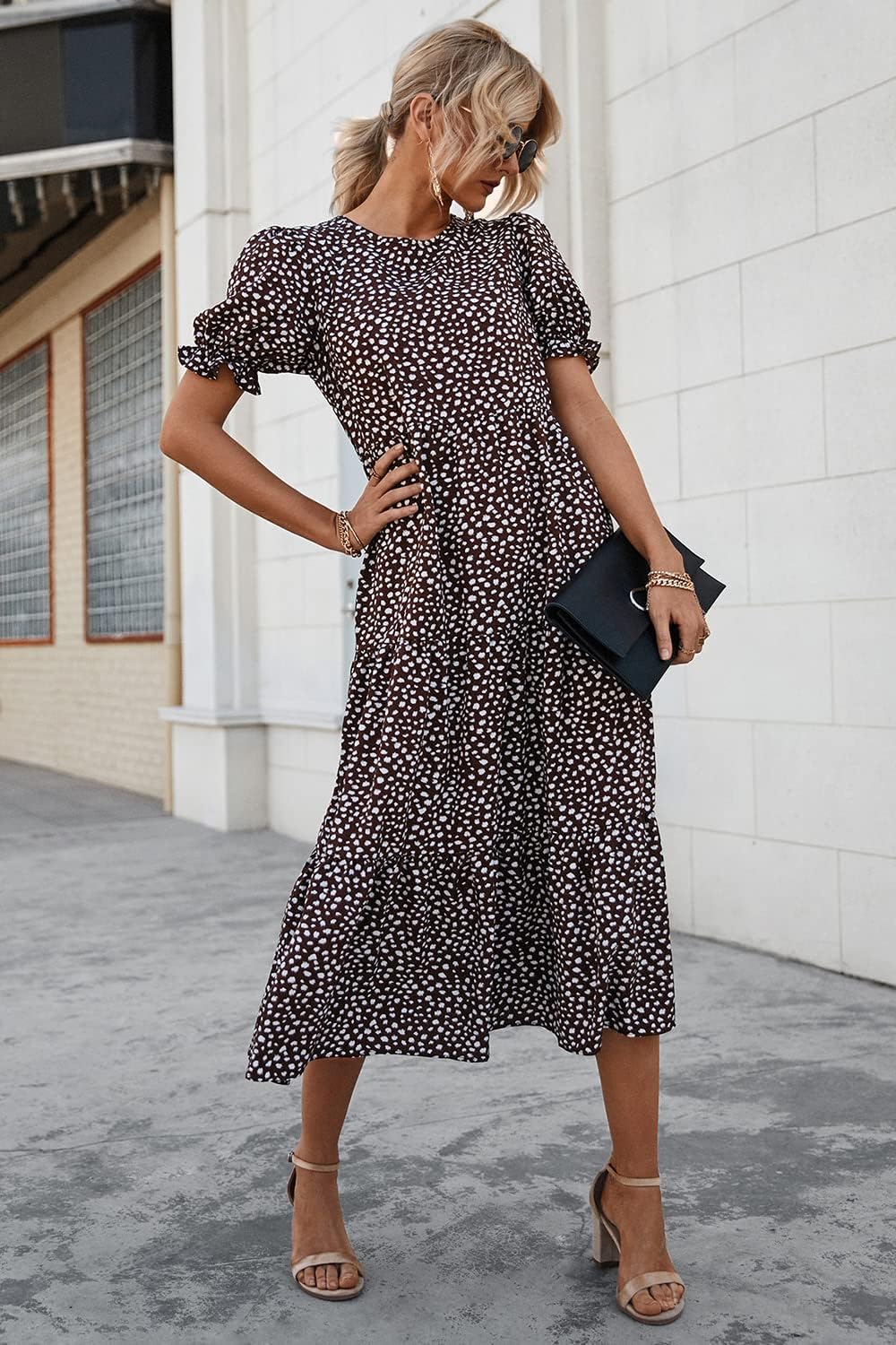 Women's Flowers Printed Design Sleeve Dresses