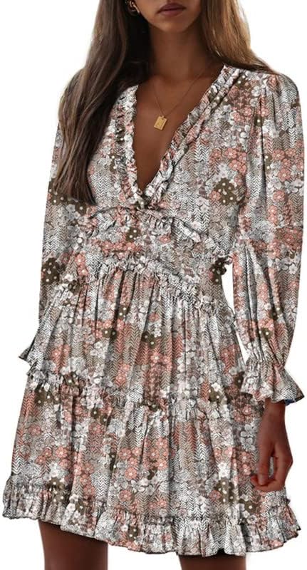Fancy Floral Print Mini Dress