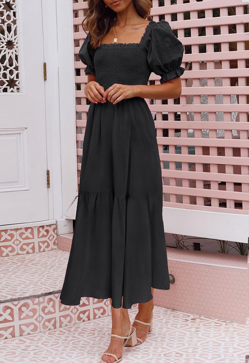 Flowers Print Stylish Dress Long Dress